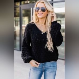 Pink Lily - Better Than That Black Cropped Sweater